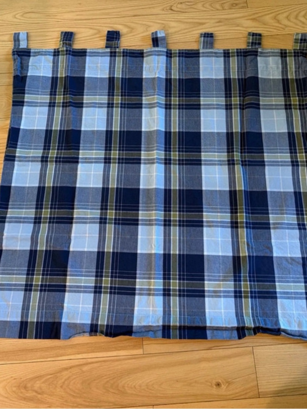 Pottery Barn Kids Blue and Navy Plaid Tab-Top Curtain Panel